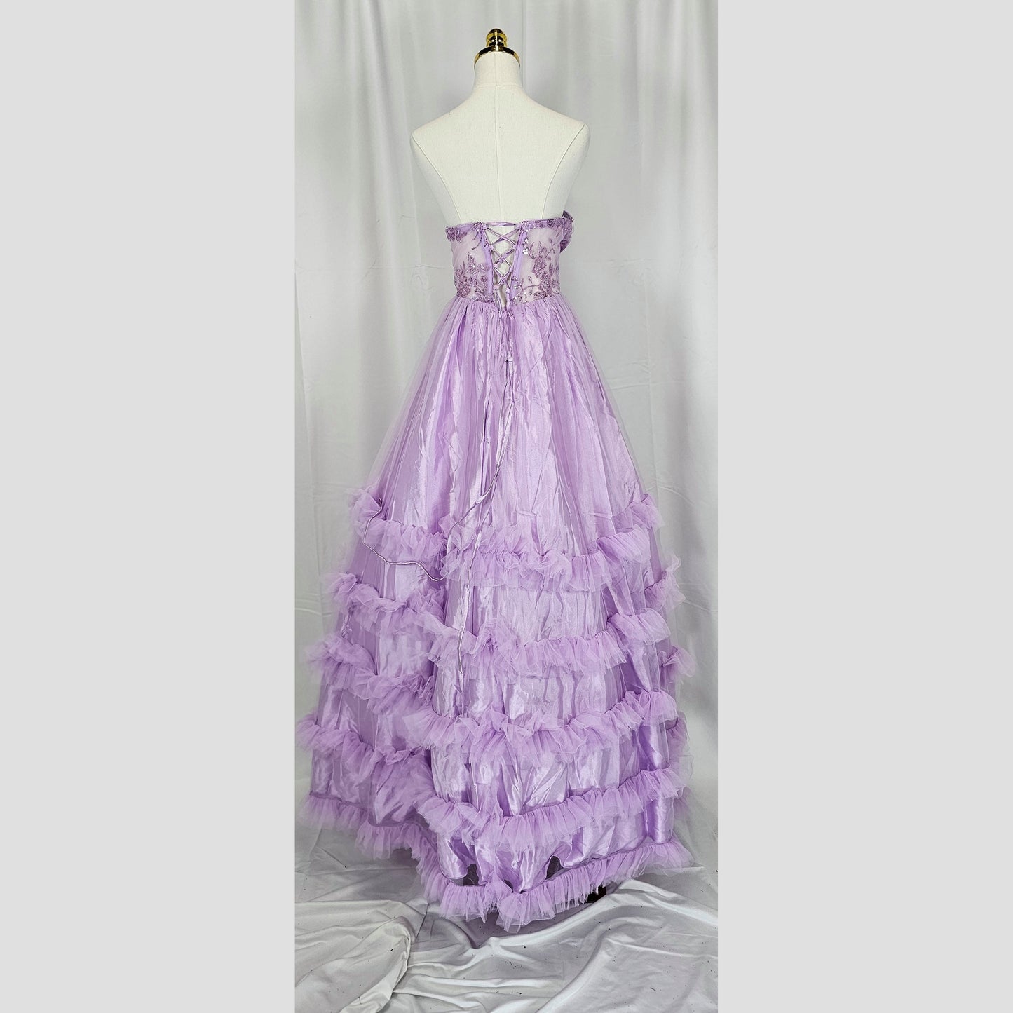 Lavender Dreams Ruffled Gala Gown – Twirl Your Way to Elegance!