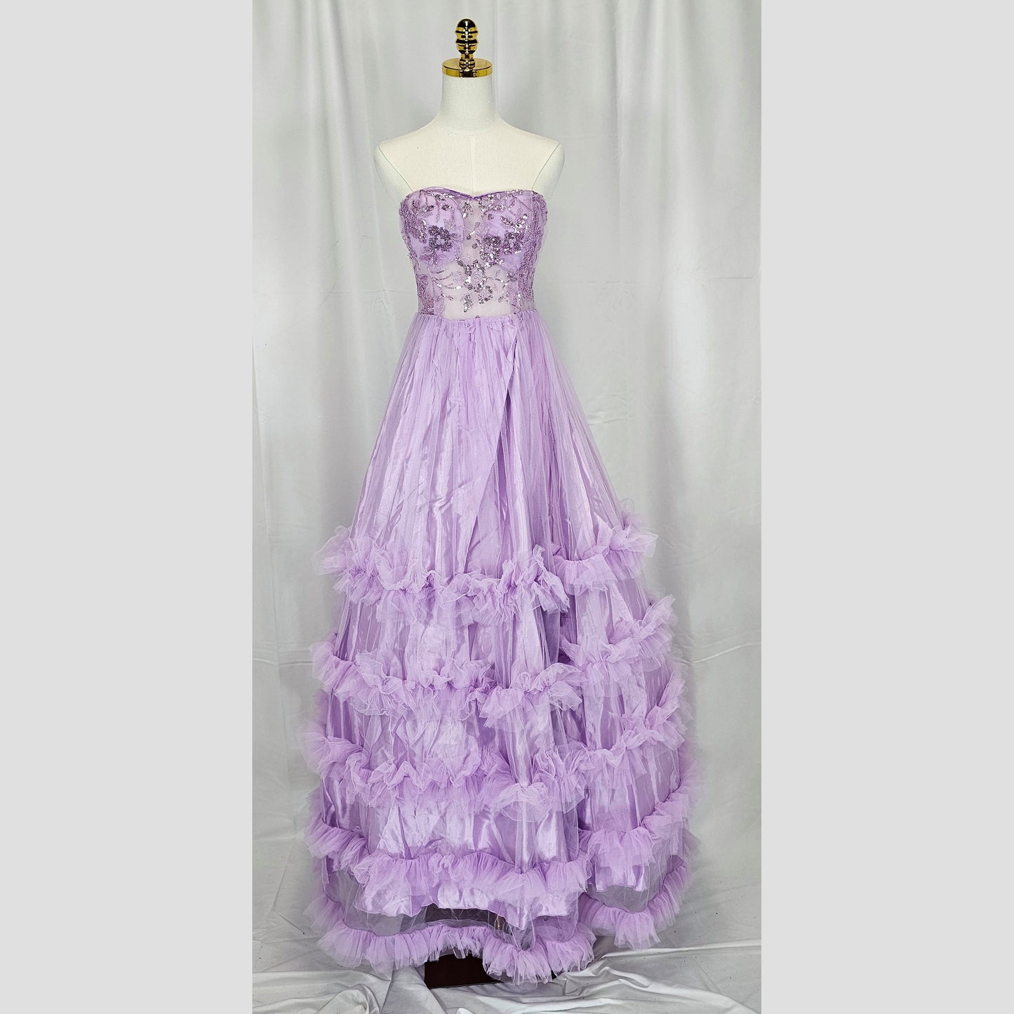 Lavender Dreams Ruffled Gala Gown – Twirl Your Way to Elegance!