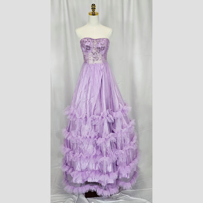 Lavender Dreams Ruffled Gala Gown – Twirl Your Way to Elegance!