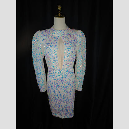 Dazzling Ice Queen Cocktail Dress with a Splash of Sparkle