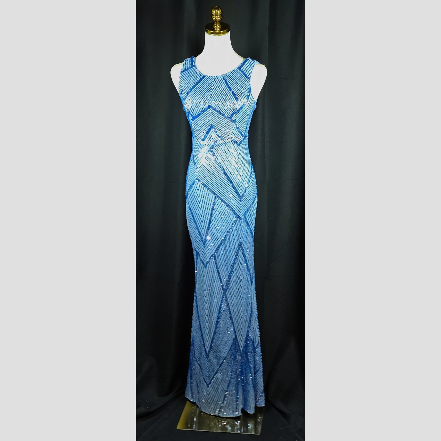 Sparkling Blue Diamond Diva Evening Gown