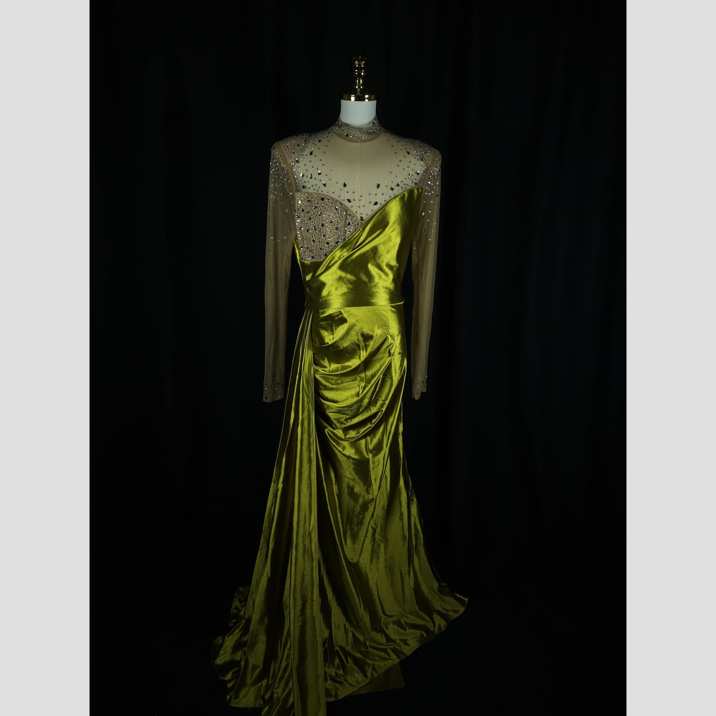 Luminous Lime Elegance Gown: Shine On, Show Off!