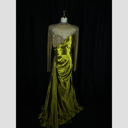 Luminous Lime Elegance Gown: Shine On, Show Off!