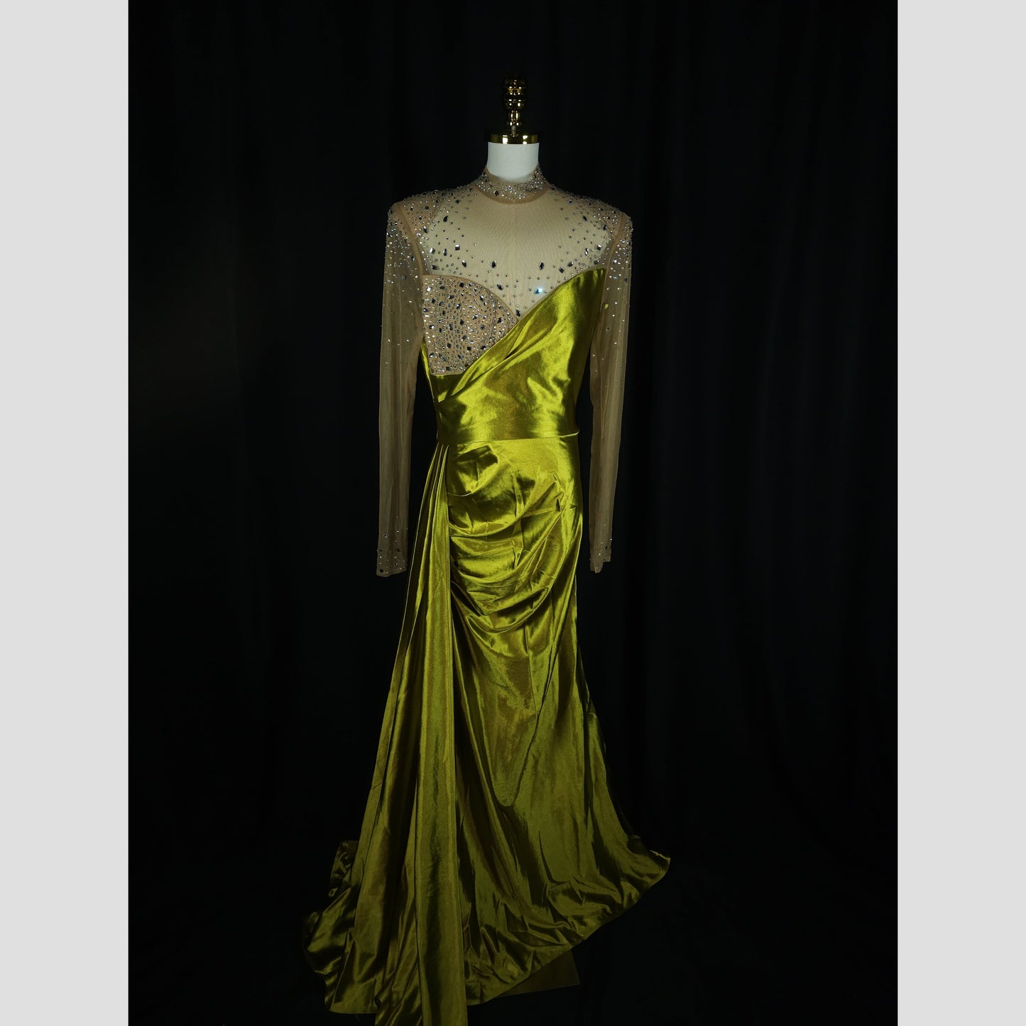 Luminous Lime Elegance Gown: Shine On, Show Off!