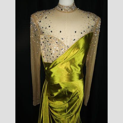 Luminous Lime Elegance Gown: Shine On, Show Off!