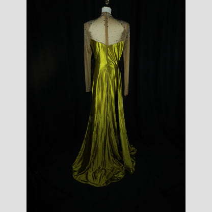 Luminous Lime Elegance Gown: Shine On, Show Off!