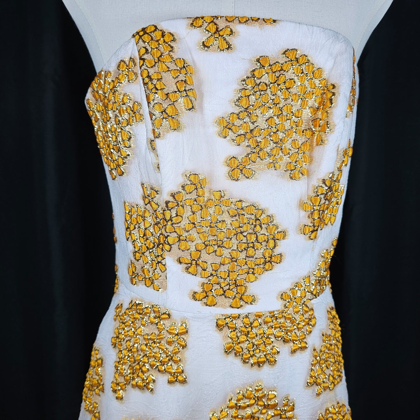 Golden Whimsy Strapless Maxi Dress: Shine Bright Tonight!