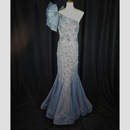 Ocean Dreams: One-Shoulder Elegance Gown