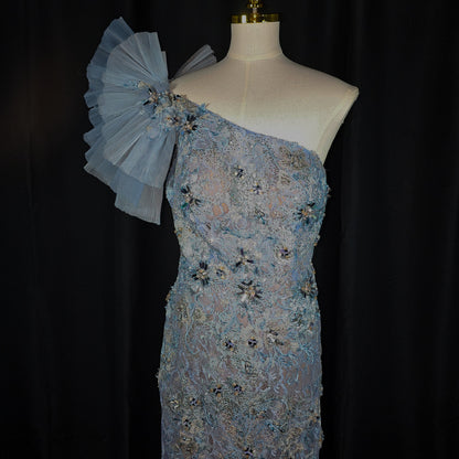 Ocean Dreams: One-Shoulder Elegance Gown