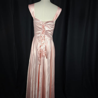Blushing Belle Lace-Up Evening Gown