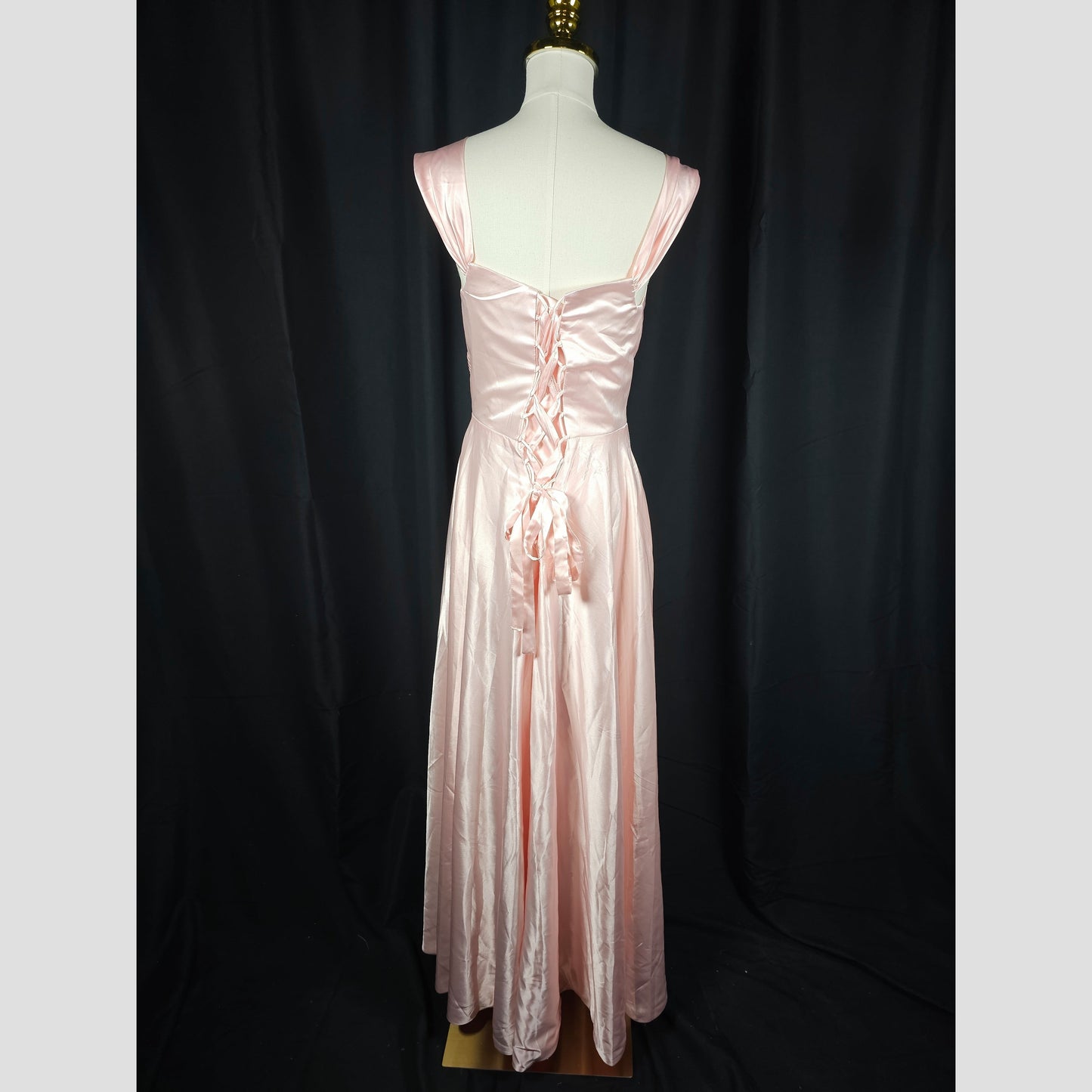 Blushing Belle Lace-Up Evening Gown