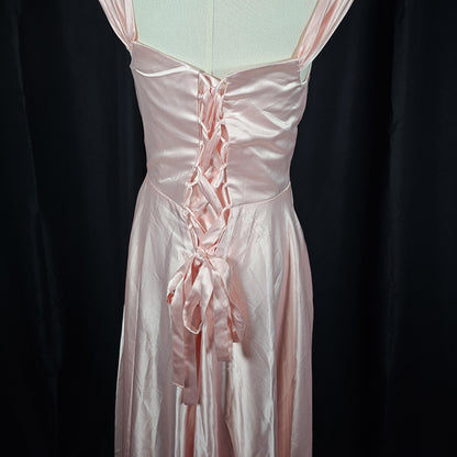 Blushing Belle Lace-Up Evening Gown