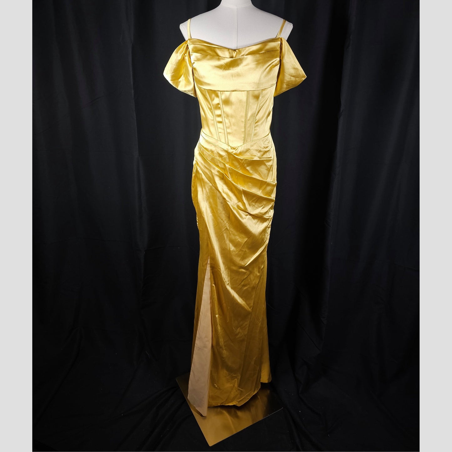 Gilded Glamour Off-Shoulder Evening Gown