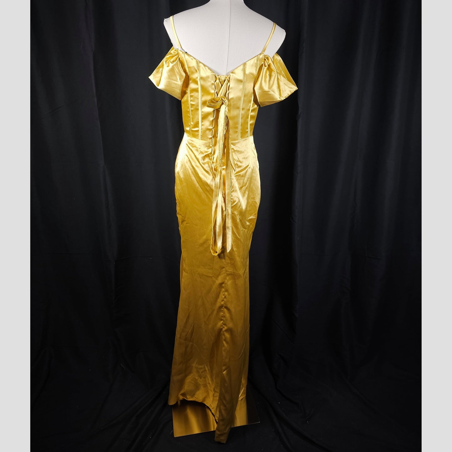 Gilded Glamour Off-Shoulder Evening Gown