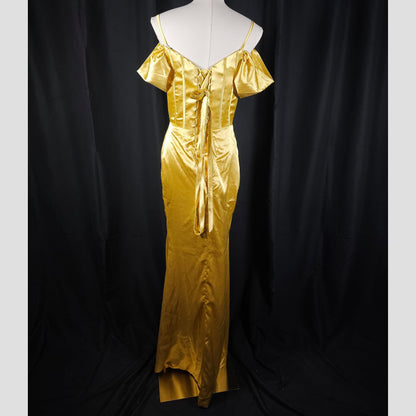 Gilded Glamour Off-Shoulder Evening Gown