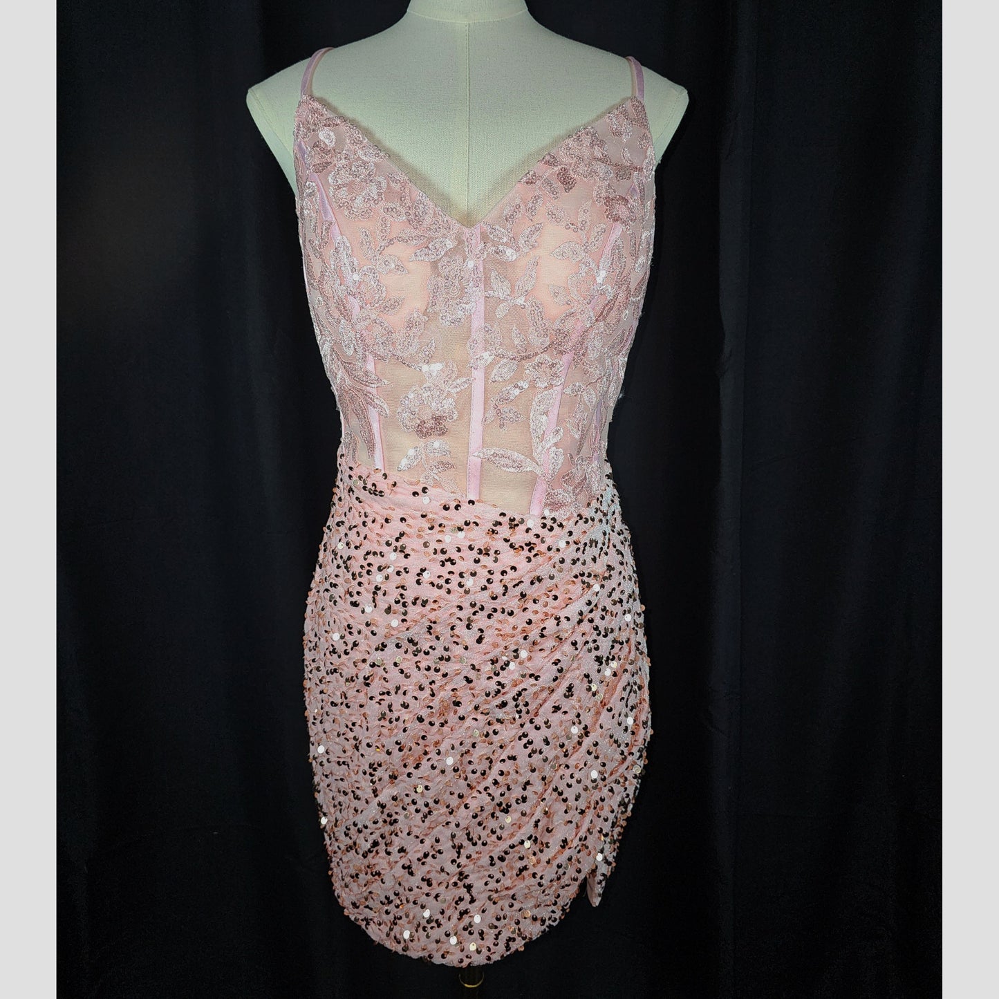 Sparkle & Sway: Enchanting Blush Sequin Dress