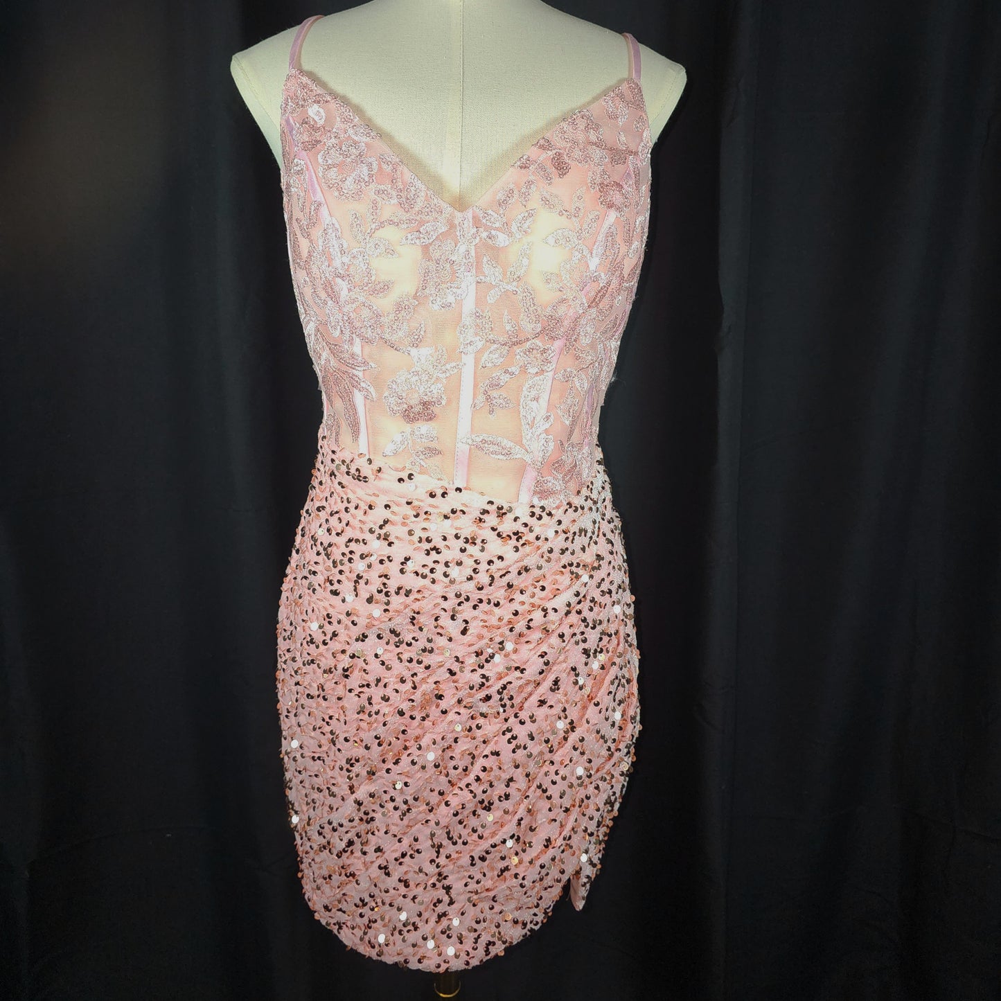 Sparkle & Sway: Enchanting Blush Sequin Dress