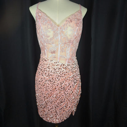 Sparkle & Sway: Enchanting Blush Sequin Dress