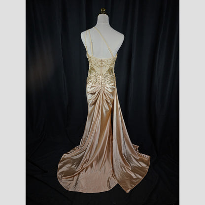 ilded Dreams One-Shoulder Evening Gown