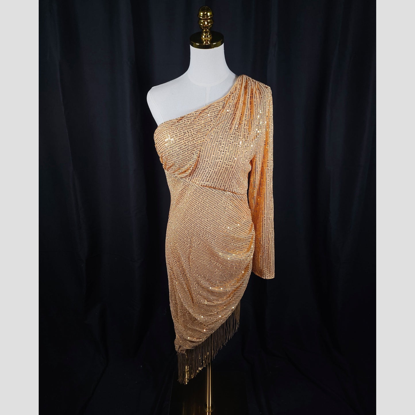 Glimmering Dreams One-Shoulder Dress: Shine Like a Star