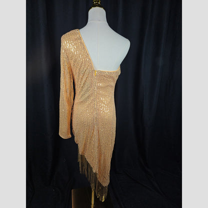 Glimmering Dreams One-Shoulder Dress: Shine Like a Star