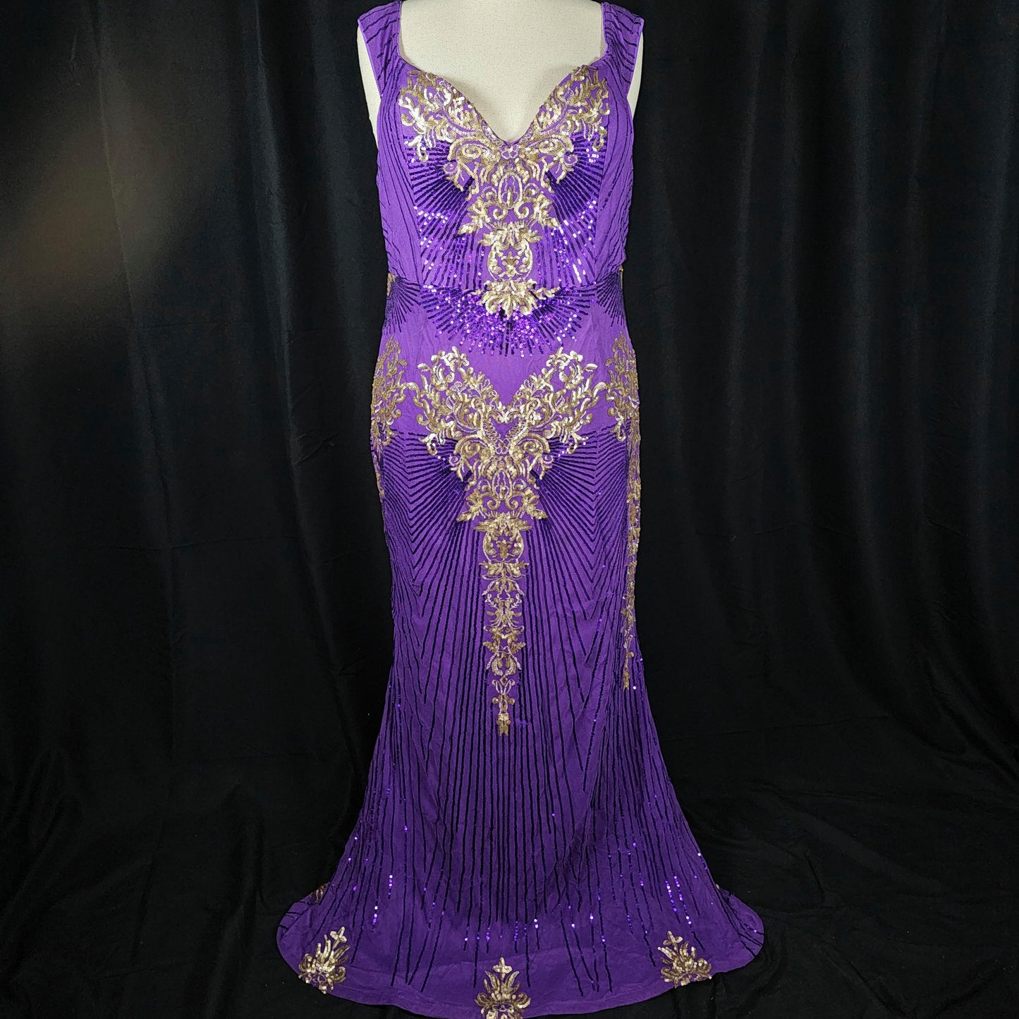 Royal Velvet Goddess Gown - Dazzle in Purple & Gold!