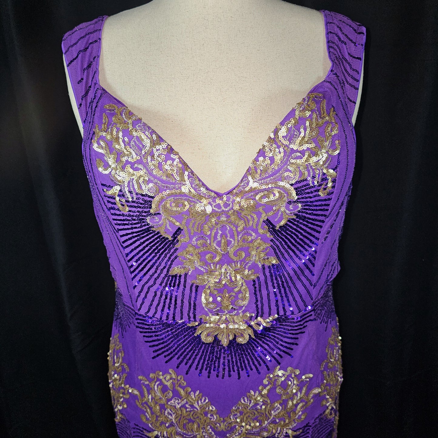 Royal Velvet Goddess Gown - Dazzle in Purple & Gold!