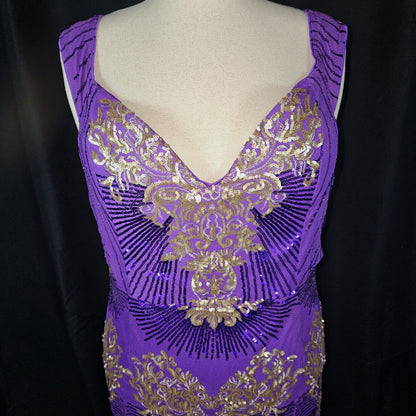 Royal Velvet Goddess Gown - Dazzle in Purple & Gold!