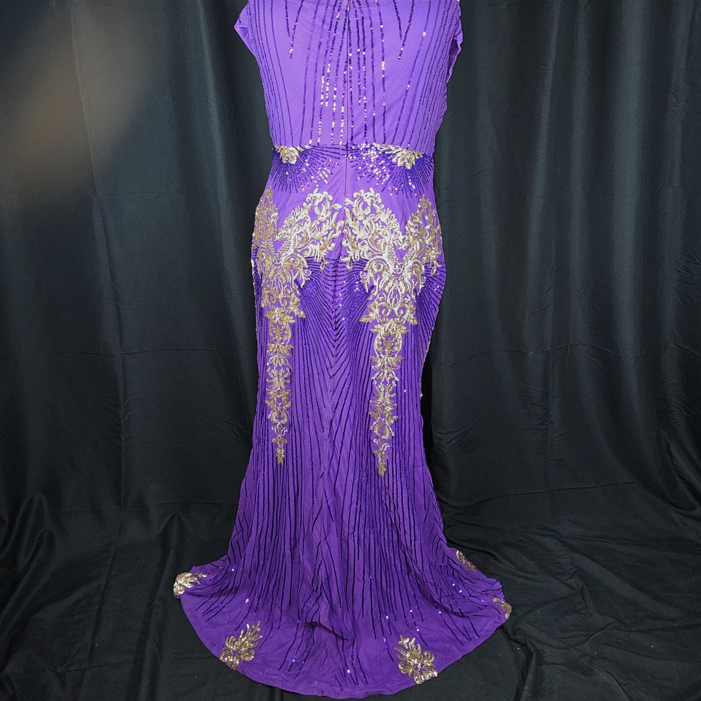 Royal Velvet Goddess Gown - Dazzle in Purple & Gold!