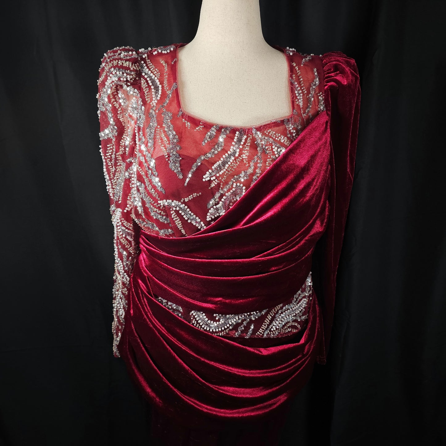 Burgundy Glamour: The Showstopper Evening Dress