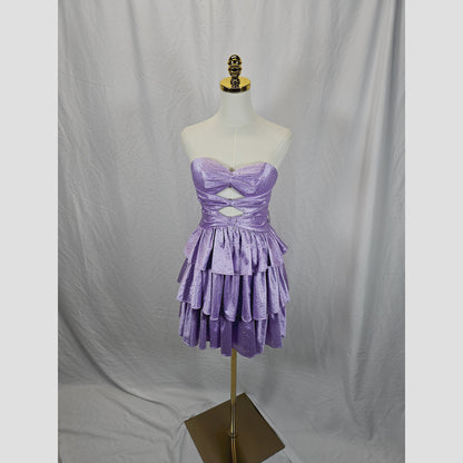 Chic Lavender Tiered Mini Dress - Perfect for Parties & Events