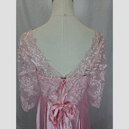 Elegant Pink Lace Long-Sleeve Gown for Special Occasions