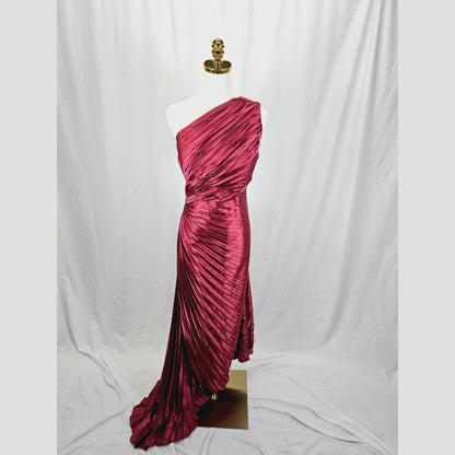 Elegant Burgundy Pleated Maxi Dress for Formal Occasions