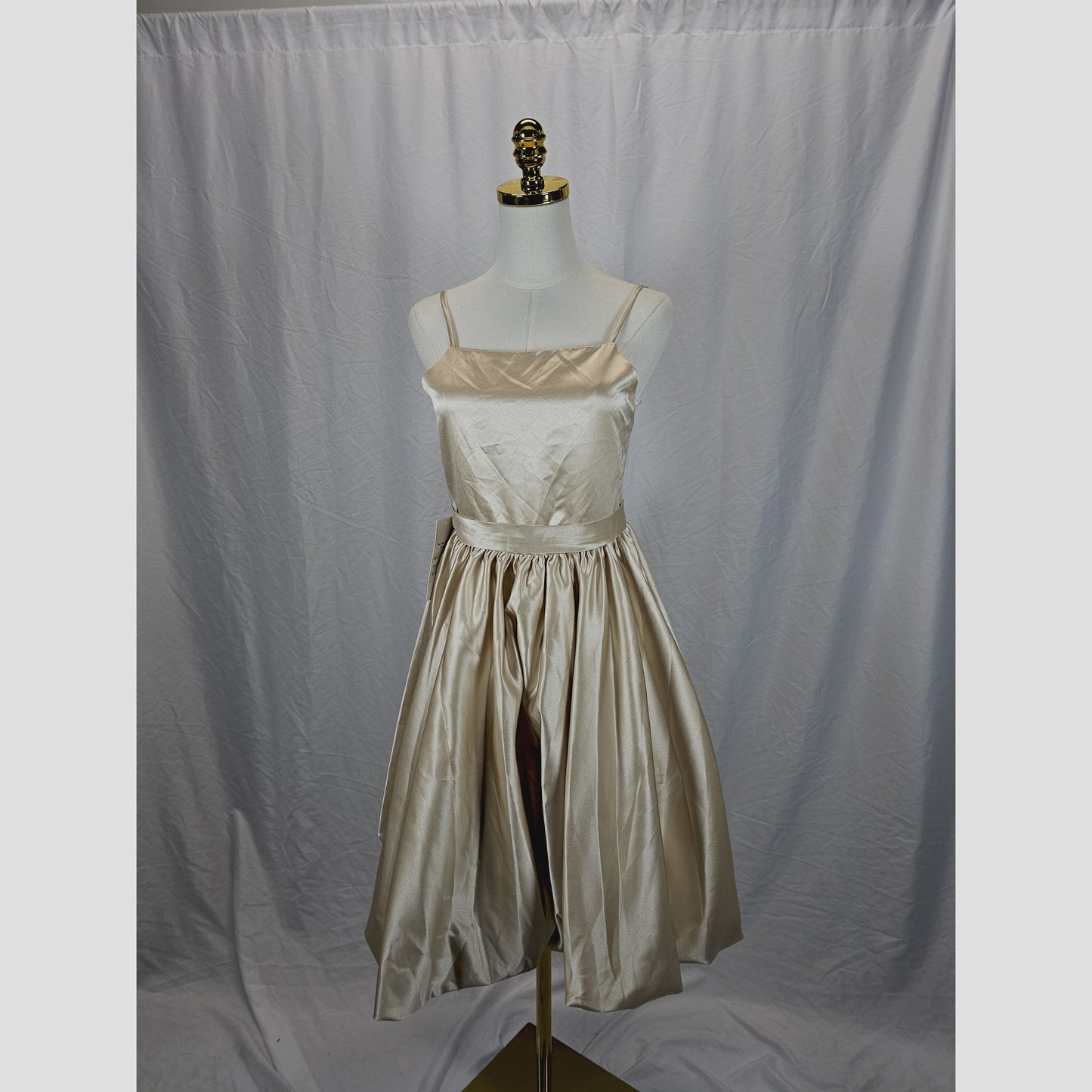 Chic Cream Satin Bow Back Mini Dress for Parties & Dates