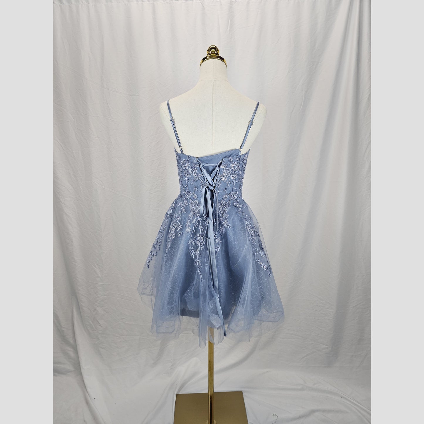 Charming Blue Floral Lace Dress for Weddings & Parties