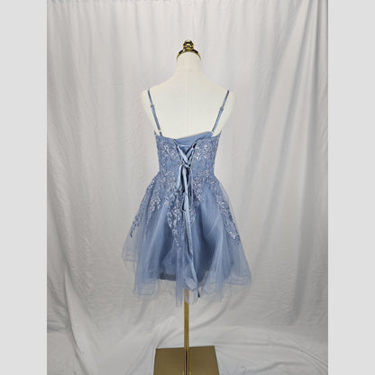 Charming Blue Floral Lace Dress for Weddings & Parties