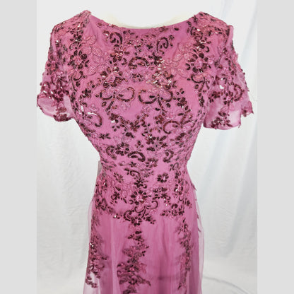 Elegant Floral Embroidered Evening Gown in Blush Pink for Special Occasions