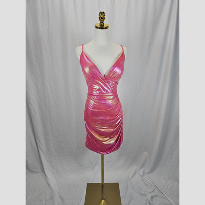 Glamorous Pink Mini Dress - Spaghetti Straps for Parties & Nights Out