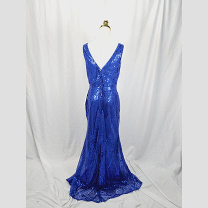 Stunning Blue Sequin Evening Gown for Elegant Occasions