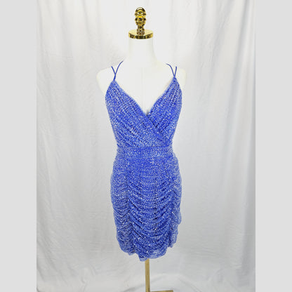Sparkling Royal Blue Sequined Mini Dress for Glam Nights