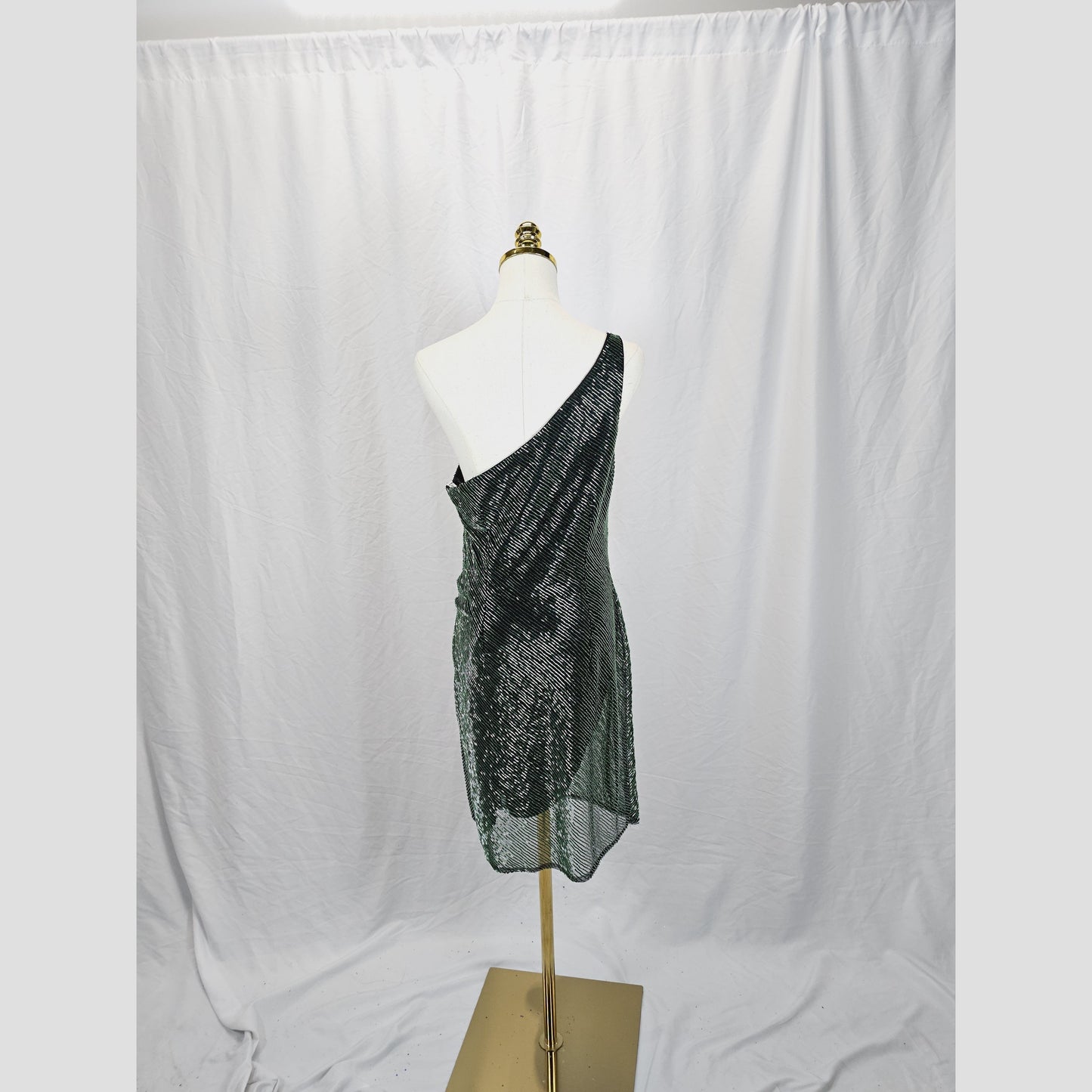 Glamorous Green One-Shoulder Sequin Mini Dress for Parties