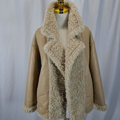 Bold Tan Reversible Shearling Jacket: Fierce Winter Warmth