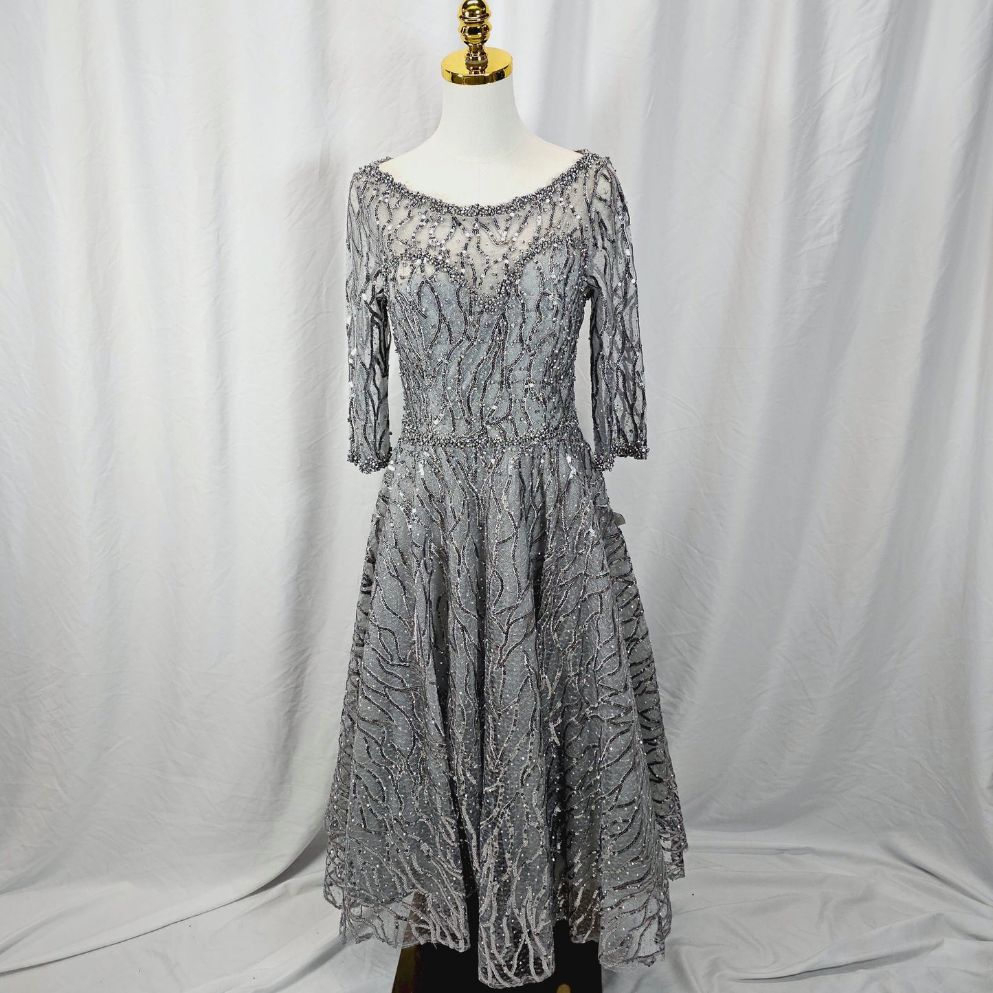 Show-Stopping Silver Sequin Symphony Dress for Gala Nights