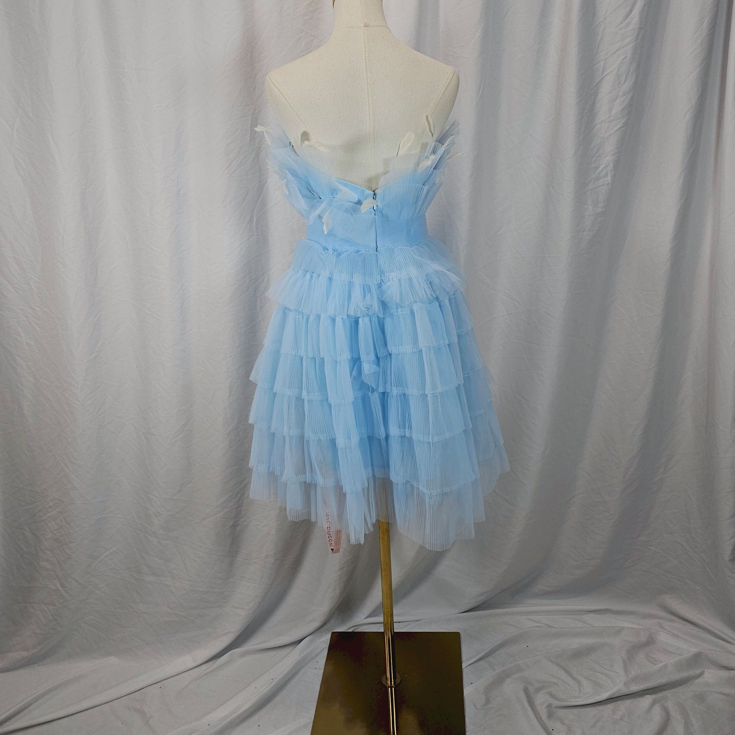 Show-Stopping Sky Blue Ruffled Tulle Party Dress