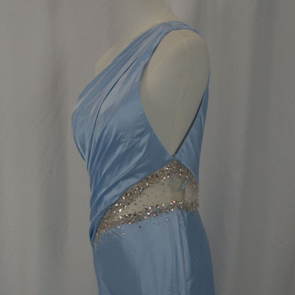 Dazzling Sky Blue Glam Satin Gown for Red Carpet Moments