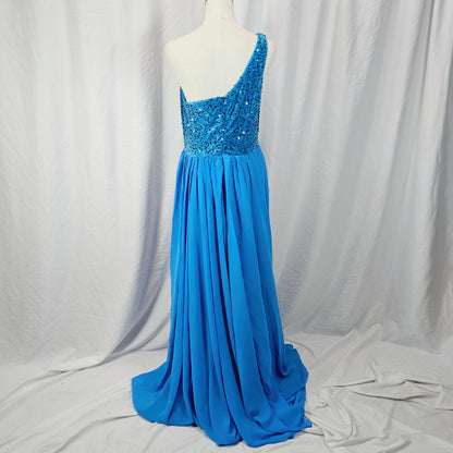 Dazzling Oceanic Sequin Gown with Show-Stopping Flow