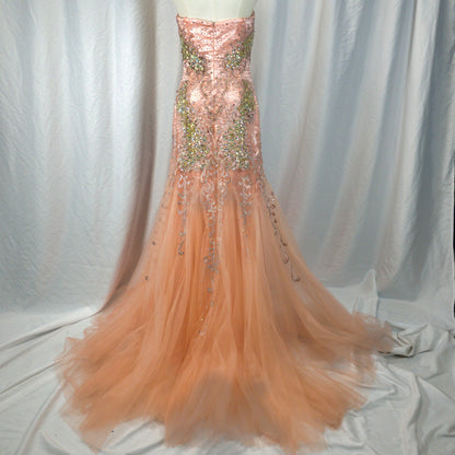 Dazzling Blush Beaded Tulle Gown for Unforgettable Nights