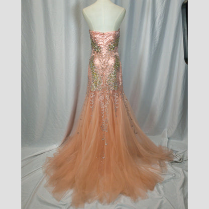 Dazzling Blush Beaded Tulle Gown for Unforgettable Nights