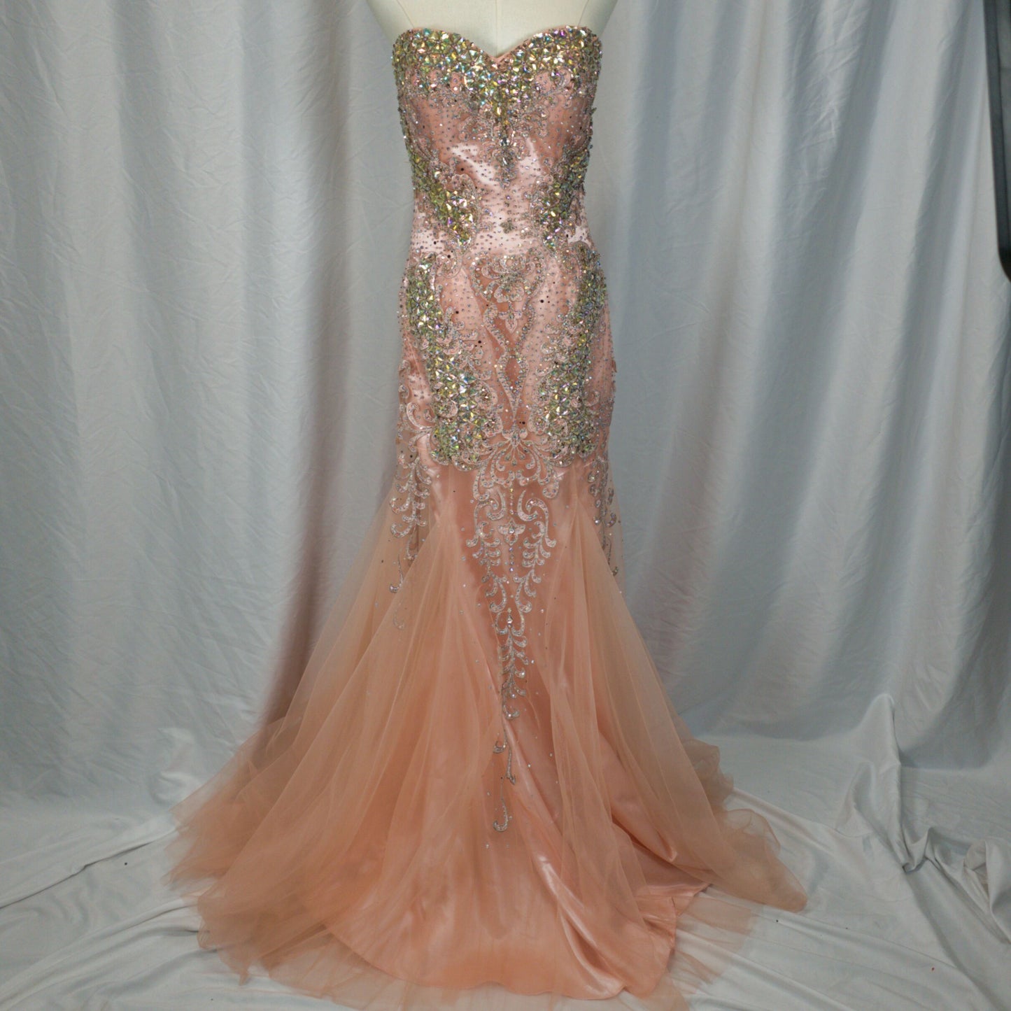 Dazzling Blush Beaded Tulle Gown for Unforgettable Nights