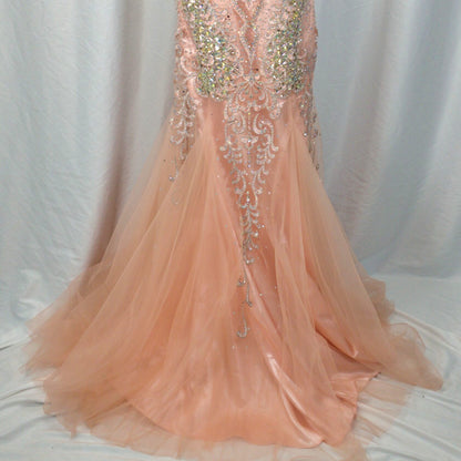 Dazzling Blush Beaded Tulle Gown for Unforgettable Nights